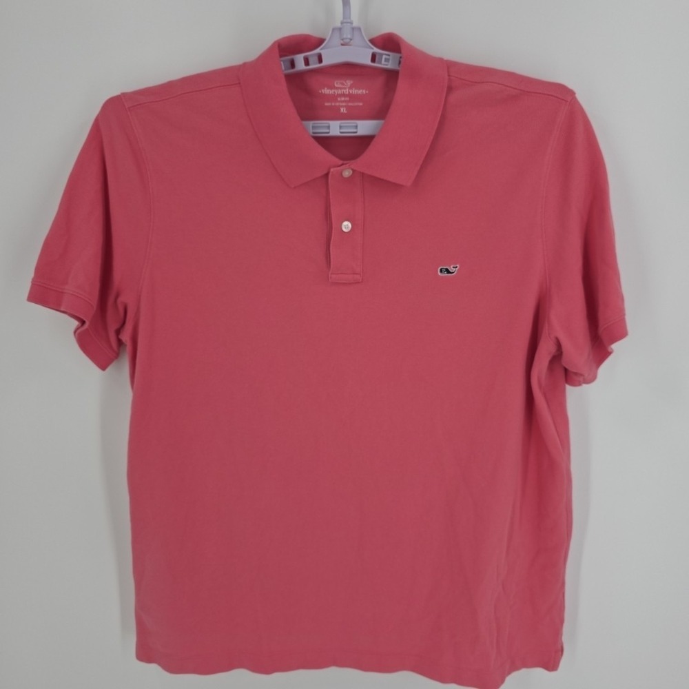 Vineyard Vines Coral Color Men's Golf /Polo Shirt Size XL Slim‎ Fit